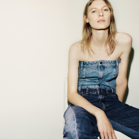 ZARA DENIM TOP - Picture 2 of 7